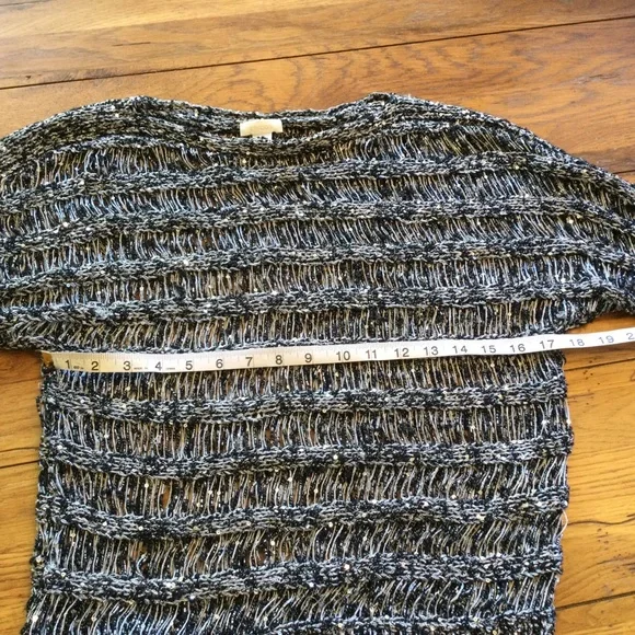 Chico’s Metallic and Sequin Open Weave Knit Sweater Size 0 - Picture 5 of 6